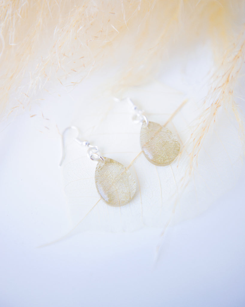 Golden Drop Skeleton Leaf Earrings